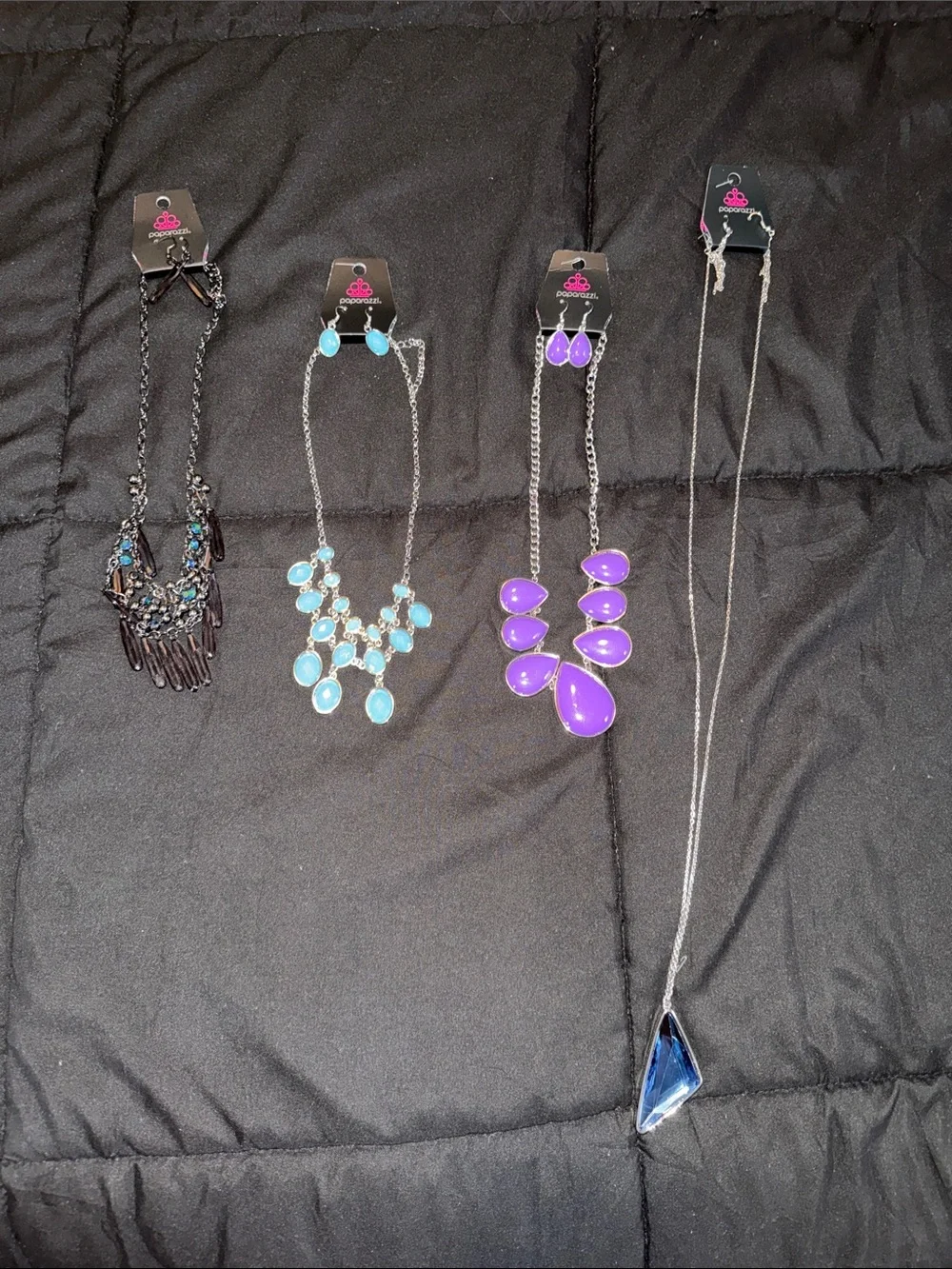 paparazzi Purple Teardrop Bib Necklace Set with Matching Earrings